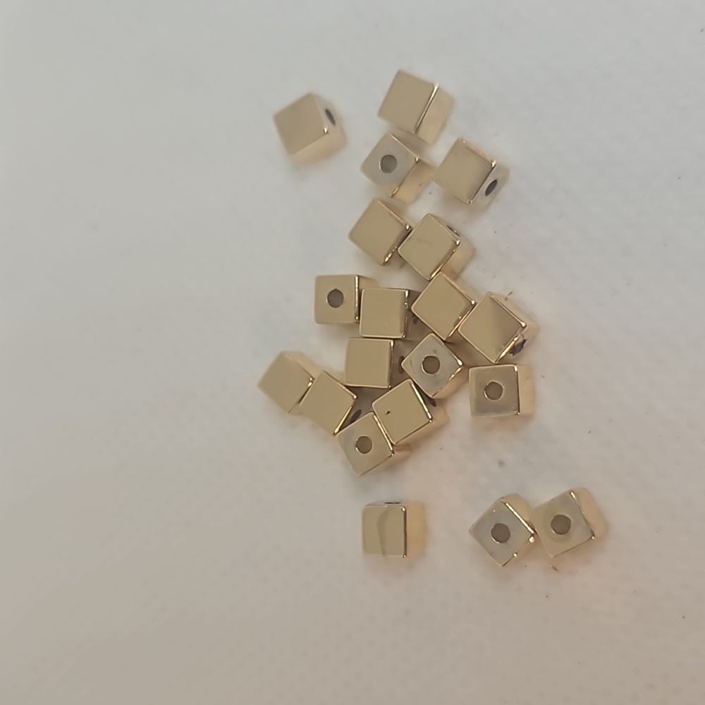 Gold Plated Hematite 4mm Cube Beads.